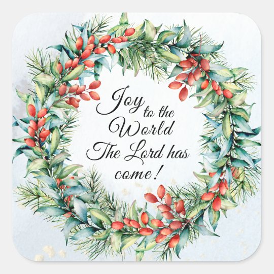 Joy to the World The Lord has Come, Christmas Square Sticker | Zazzle.com