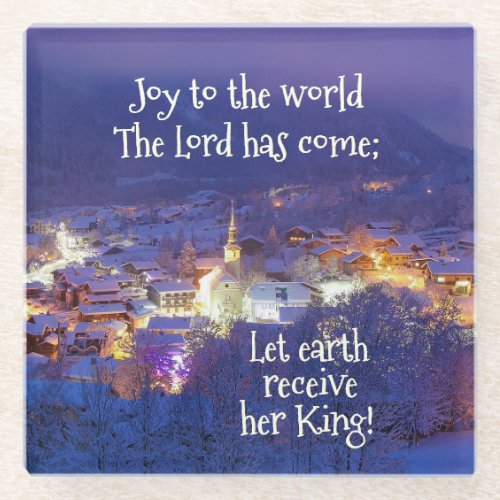 Joy to the World The Lord is Come Christmas Carol Glass Coaster
