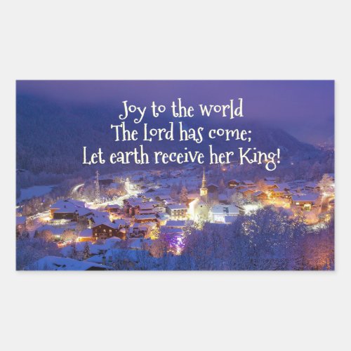Joy to the World The Lord is Come Christmas Carol Rectangular Sticker