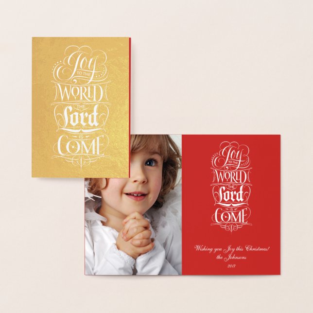 Joy to the World the Lord is Come - Gold Christian Foil Card (Display)