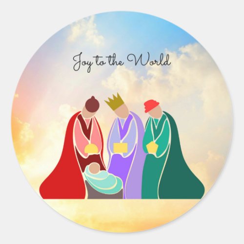 Joy to the World The Three Wise Men Classic Round Sticker