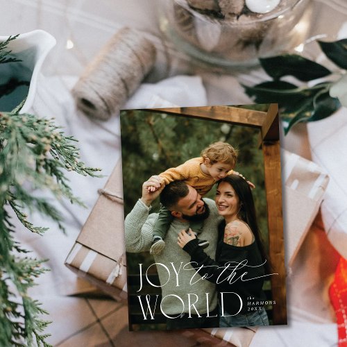 Joy To The World Typographic Holiday Photo Card