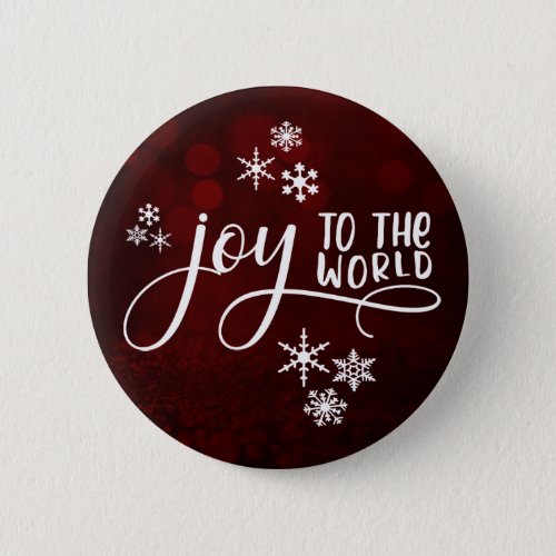 Joy to the World Typography and Snowflakes Button