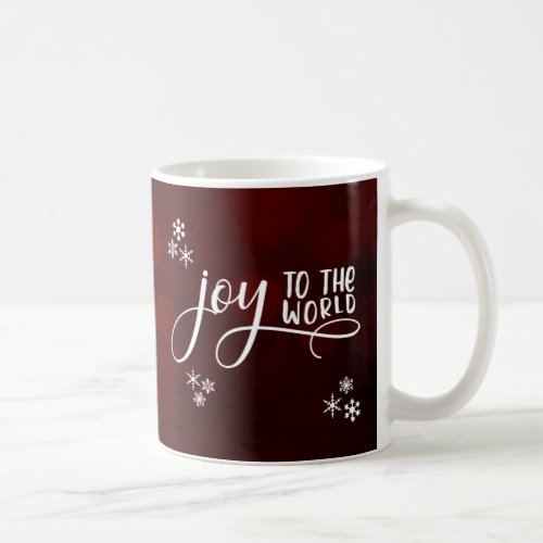 Joy to the World Typography and Snowflakes Coffee Mug