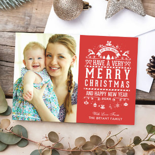 Joy To The World Typography Merry Christmas Photo Holiday Card