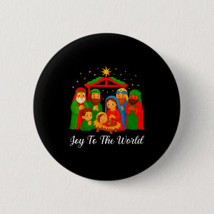 Joy To The World Ugly Christmas Sweater Xmas Squad Button