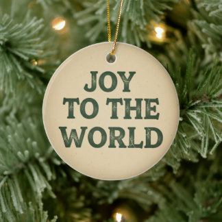 Joy to the World Vintage Christmas Decor Ceramic Ornament