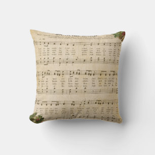 Joy to the World Vintage Sheet Music Throw Pillow