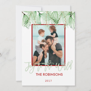 Joy to the World Watercolor Christmas Photo Card