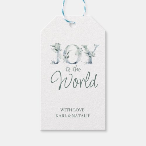 Joy to the World Watercolor Winter Greenery Gift Tags