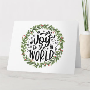 Joy to the World Watercolor Wreath Card
