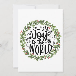 Joy to the World Watercolor Wreath Holiday Card