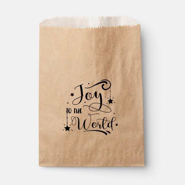 JOY TO THE WORLD Whimsical Christmas Holiday Favor Favor Bag (Front)