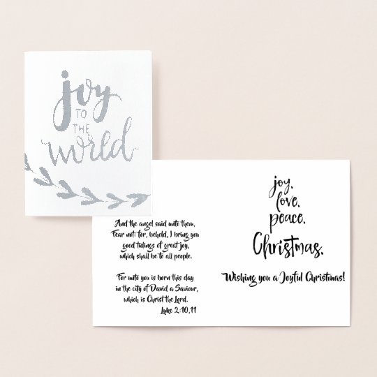 Joy to the World with Bible Verses Christmas Foil Card | Zazzle.com