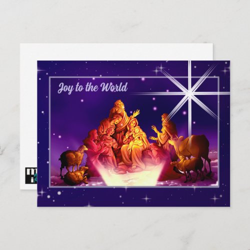Joy to World Adoration of the Shepherds Christmas Holiday Postcard