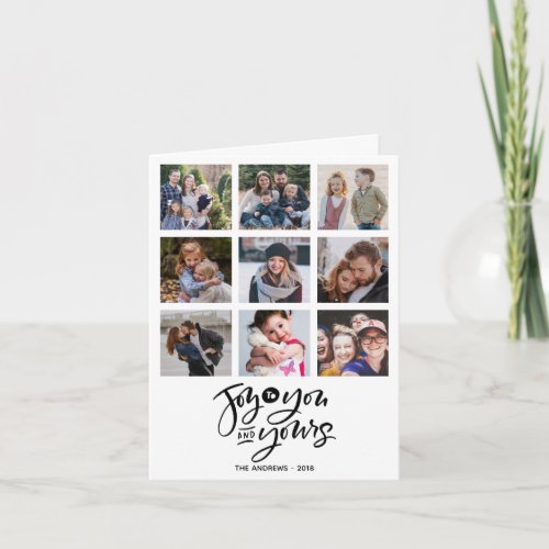 Joy to you  9 Square photo Typography Holidays Card