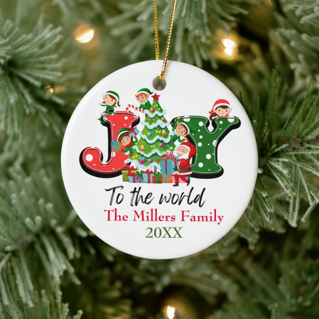 Joy Tree Christmas Customizable Name   Ceramic Ornament (Tree)