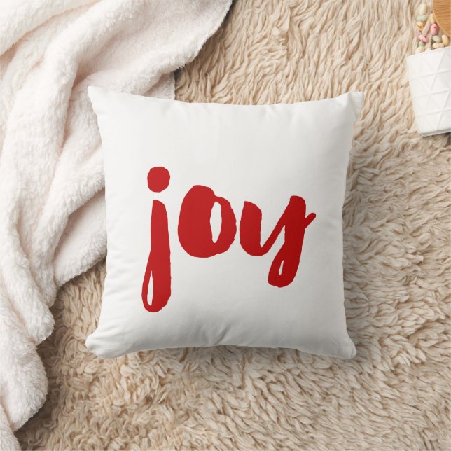 Joy trendy red font throw pillow (Blanket)