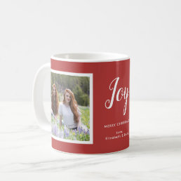 Joy | Two Photos Red Christmas Holiday Coffee Mug