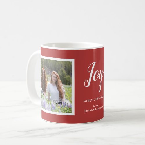 Joy  Two Photos Red Christmas Holiday Coffee Mug