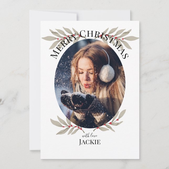 JOY -Two-Sided Merry Christmas Photo  Holiday Card (Back)