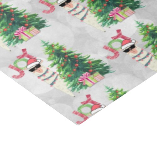 Joy Typography  Christmas Llama Pattern Tissue Paper