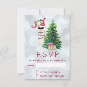 Joy Typography   Christmas Llama RSVP Card