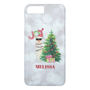 Joy Typography   Christmas Llama with Tree iPhone 8 Plus/7 Plus Case