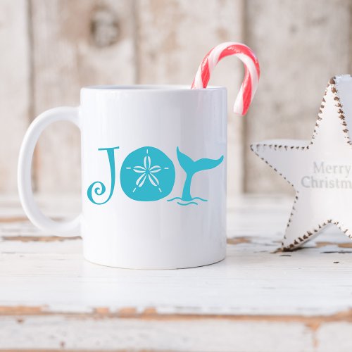 Joy Typography Coastal Christmas  Coffee Mug