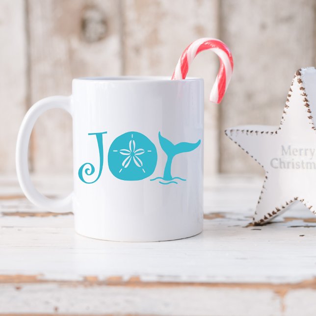 Joy Typography Coastal Christmas  Coffee Mug (Creator Uploaded)