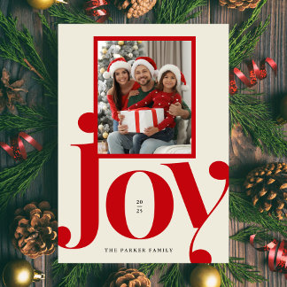 Joy Typography Festive Flat Holiday Card