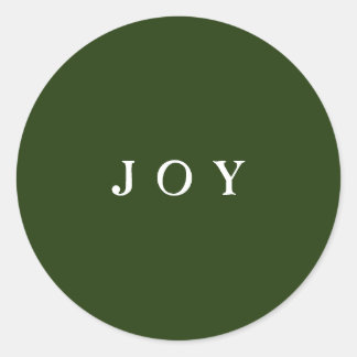 JOY Typography Green Simple Modern Holiday Sticker