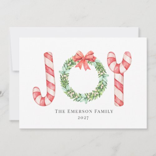 Joy Watercolor Candy Canes and Wreath Greenery