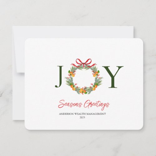 JOY  Watercolor greenery and citrus Holiday 