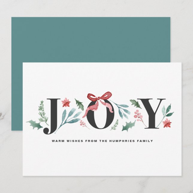 JOY Watercolor Holiday Foliage and Flowers (Front/Back)