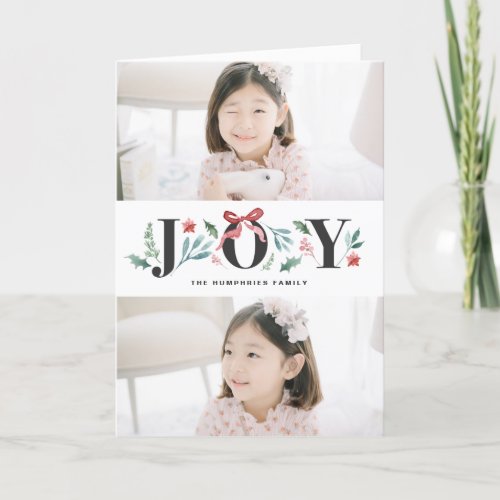 JOY Watercolor Holiday Foliage  Flowers Two Photo