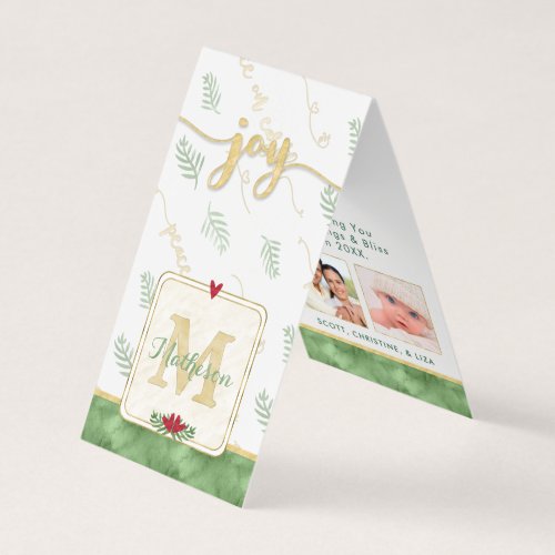 JOY Watercolor Monogram Photo Gift Tags