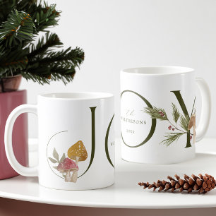 Joy Watercolor Woodsy Mushrooms Coffee Mug