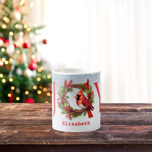 Joy Watercolor Wreath + Red Cardinal | Name Coffee Mug (Simple yet beautiful, it's the perfect addition to any gift list. Get yours today!
)