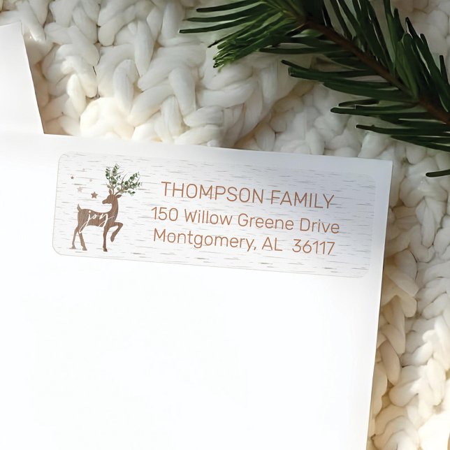 Joy | White Birch Bark Woodgrain Eucalyptus Deer Label (Joy | White Birch Bark Woodgrain Eucalyptus Deer Label)