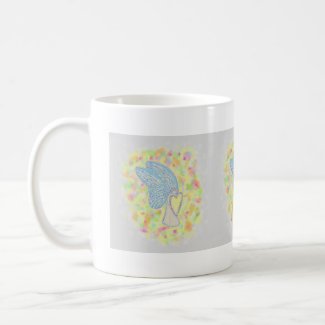 Joy White Guardian Angel Art Coffee Mugs or Cups