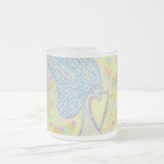 Joy White Guardian Angel Art Frosted Glass Frosted Glass Coffee Mug