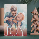 JOY White Red Overlay Photo Modern Holiday Card<br><div class="desc">JOY White Red Overlay Photo Modern Holiday Card</div>
