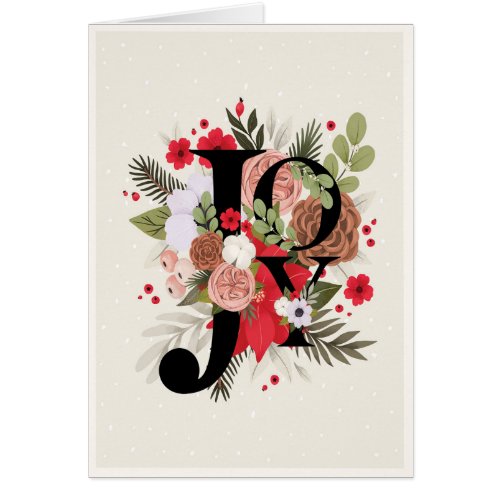 joy winter floral christmas holiday card