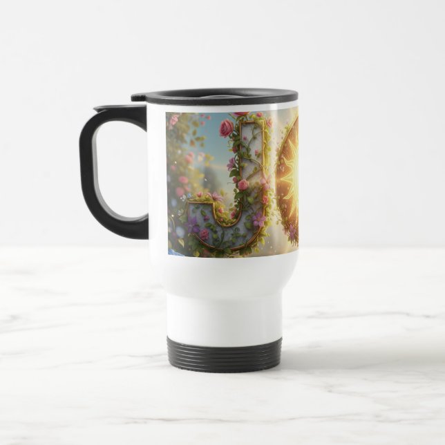 Joy with flowers - Cute and pretty  Travel Mug (Left)