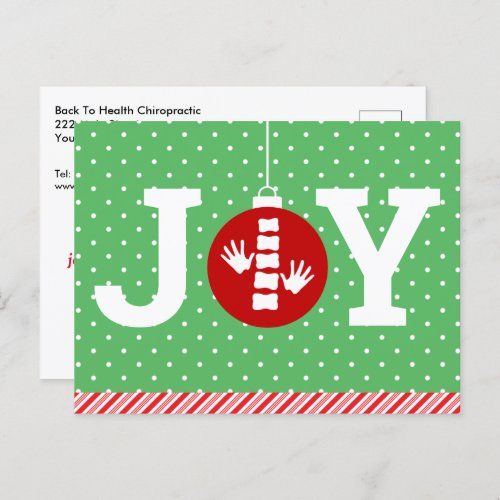 JOY with Polka Dots Chiropractic Christmas Holiday Postcard