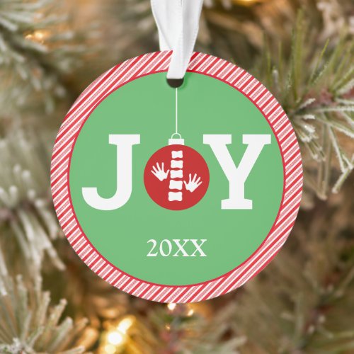 JOY with Stripe Background Chiropractic Christmas Ornament