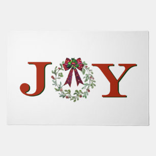Joy With Wreath Doormat