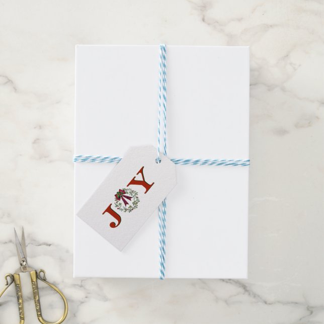 Joy With Wreath Gift Tags (With Twine)