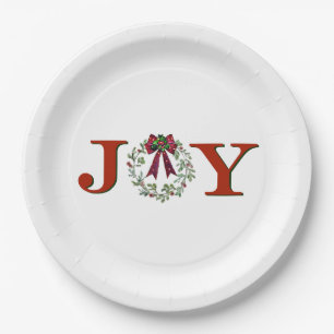 Joy With Wreath Paper Plates